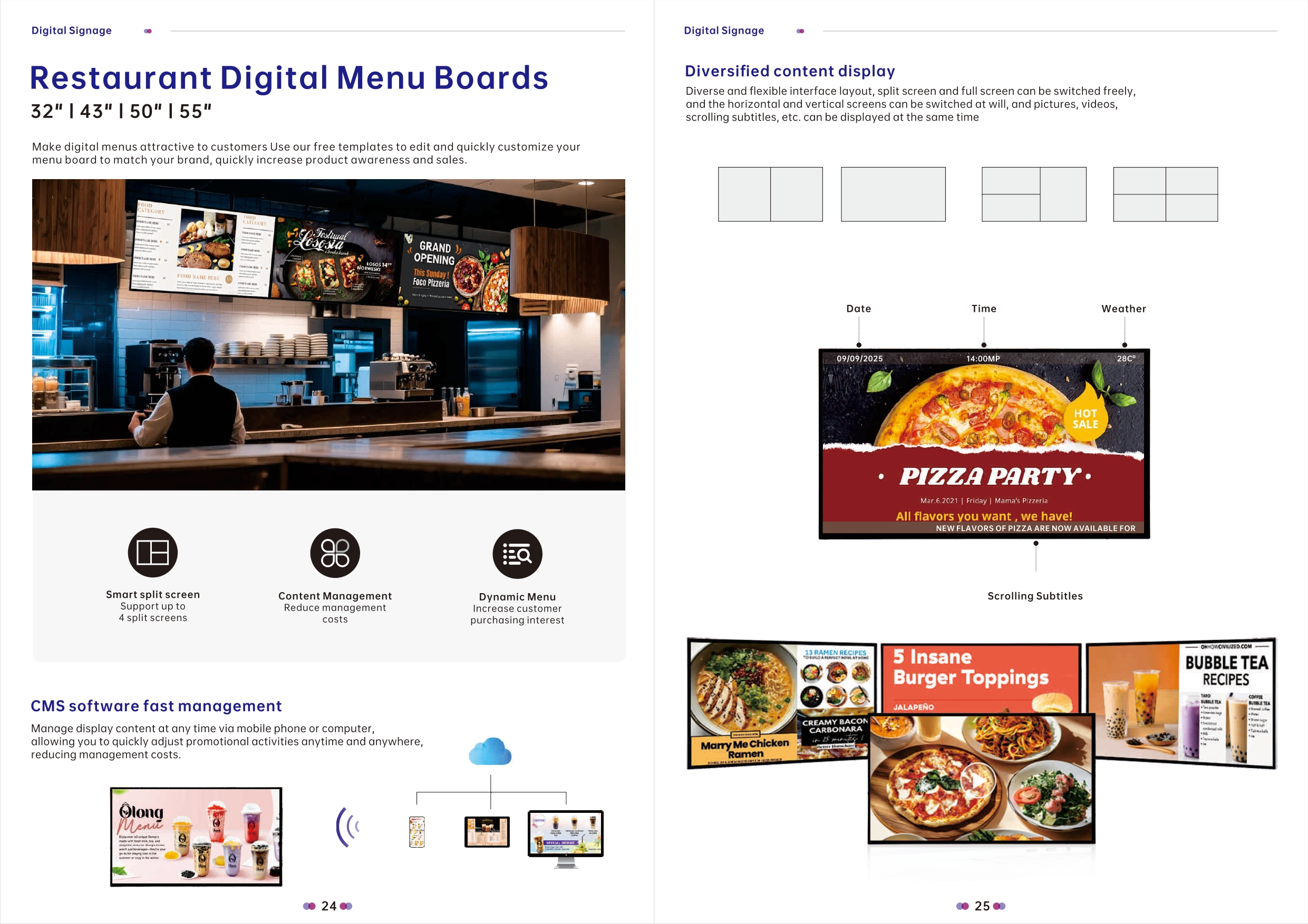 Restaurant Digital Menu Boards brochure page