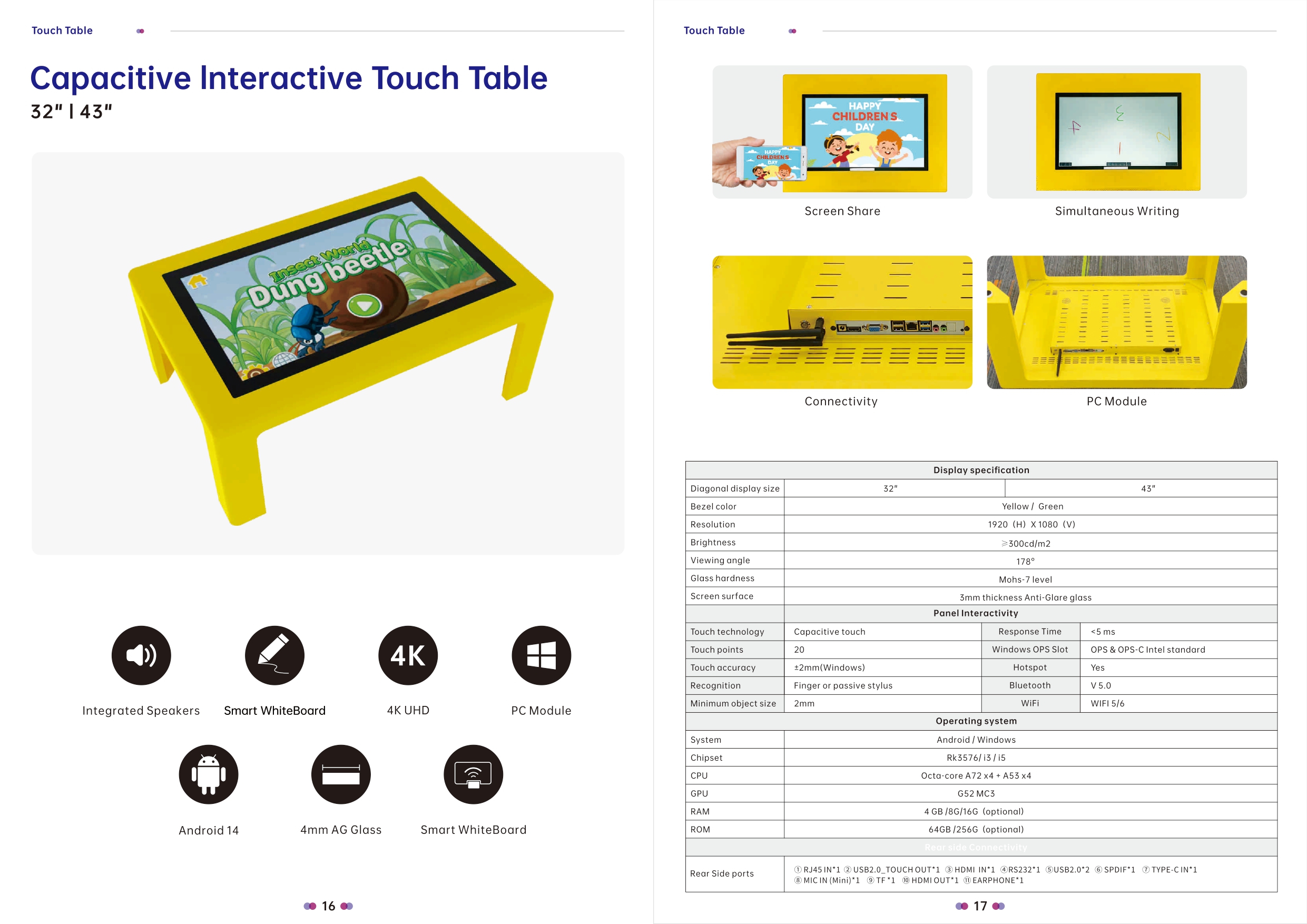 Capacitive Interactive Touch Table brochure page